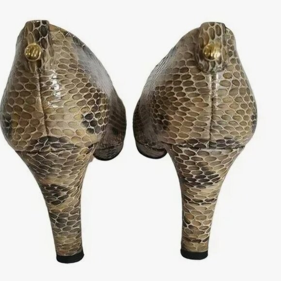 Stuart Weitzman Old Money sexy snakeskin peep toe Comfort snakeskin heels 10 - Picture 4 of 7